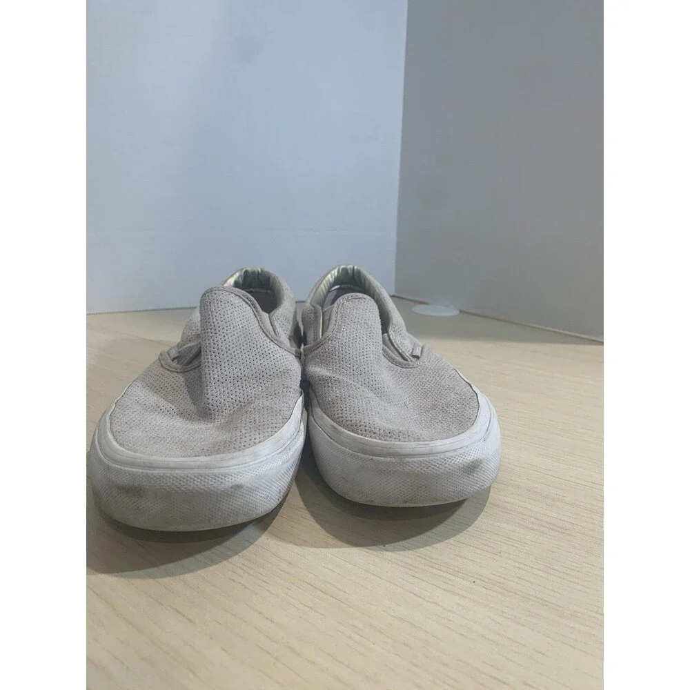 Vans Asher Slip-On Sneaker Perf Gray Leather US Men's Sz 8, Women's 9.5